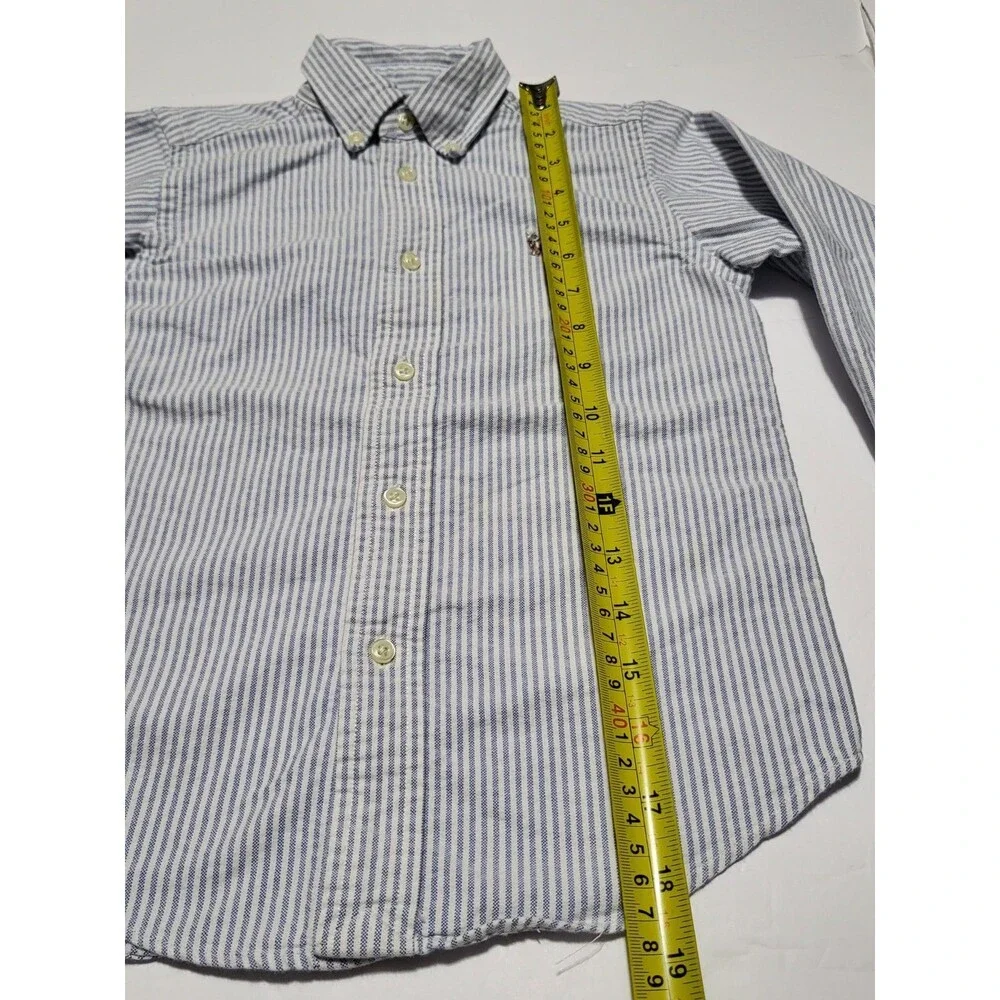 (#17) Ralph Lauren Blue White Striped Oxford Button Down Size Toddler 5 Vintage